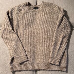 Express Men's Crewneck Sweater - Tan Size: LT